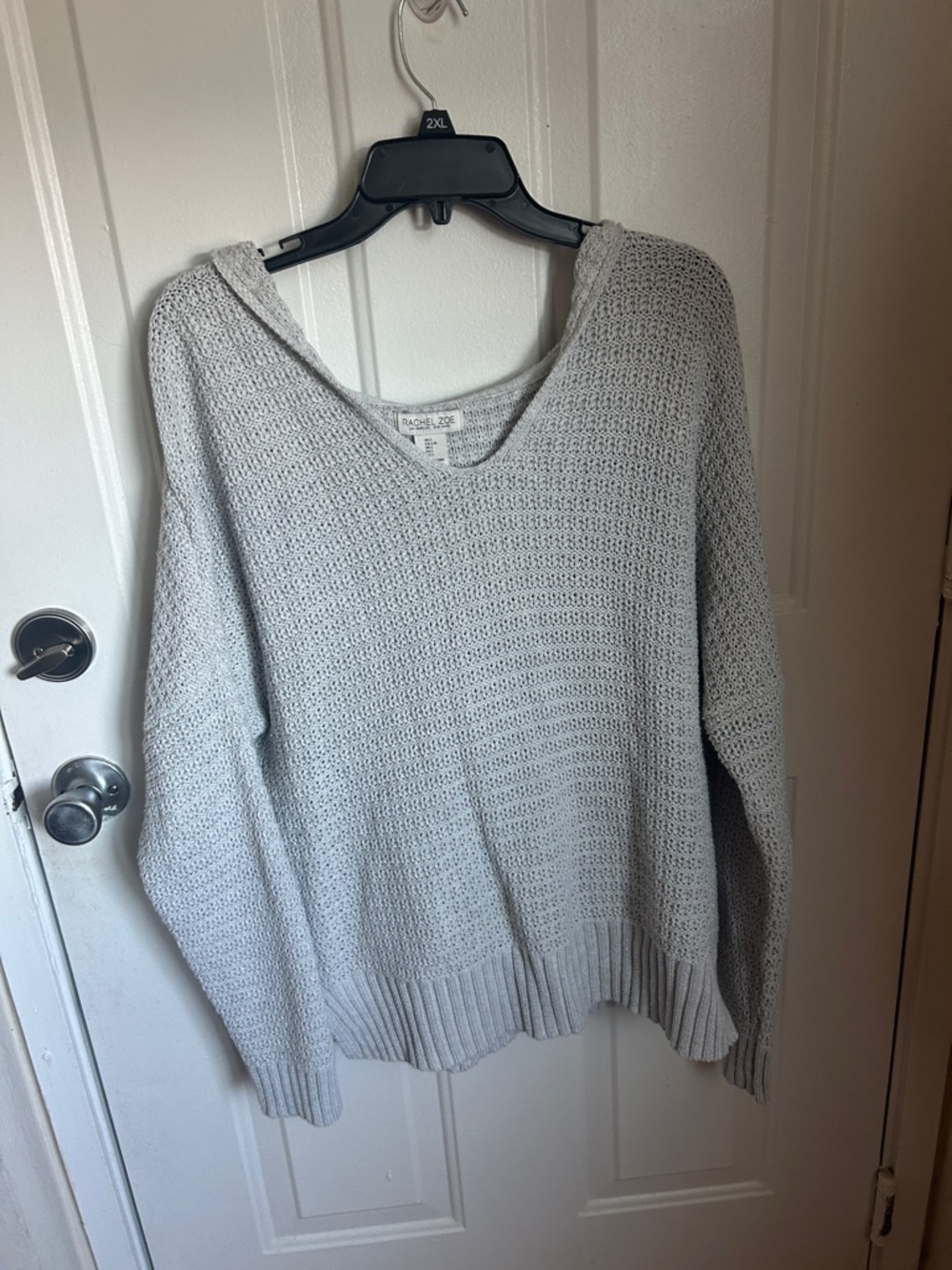 Rachel Zoe Light Gray V-Neck Knit Sweater